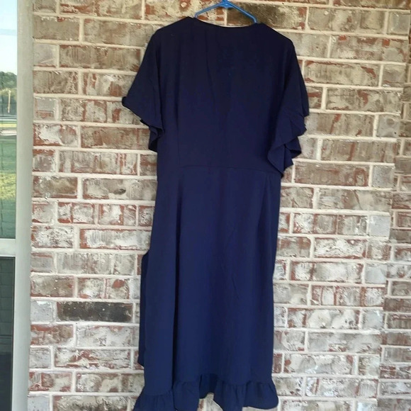 Loralette It’s A Wrap Navy Blue Ruffle Dress - Picture 11 of 13